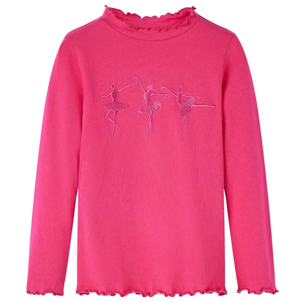 T-shirt de manga comprida para criança rosa-choque 92